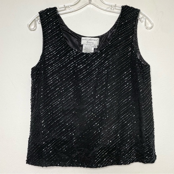 PAPELL BOUTIQUE Evening Adrianna Papell Beaded silk sleeveless top elegant S - Picture 11 of 11